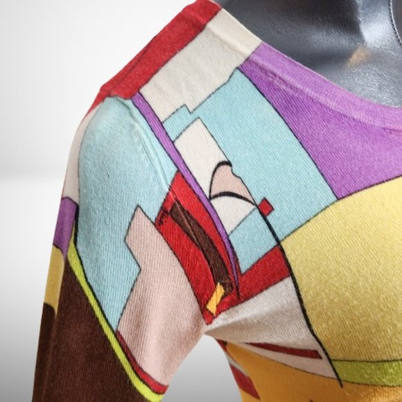 Emilio Pucci Iride Print Silk/Cotton Sweater Pullover Top - Size: 38 - Picture 7 of 16
